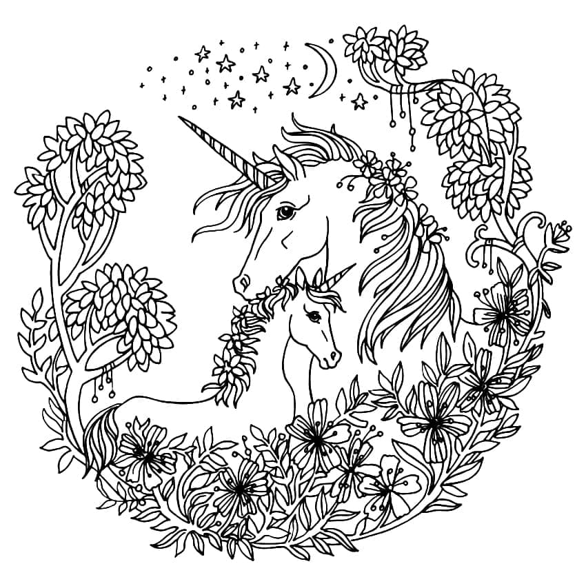 Coloriage gratuit Mandalas Licorne #174004 de la collection Mandalas à imprimer