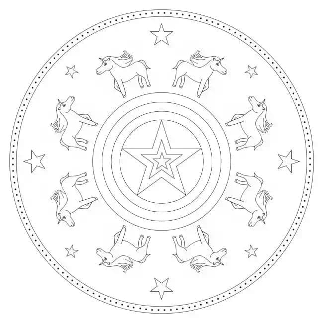 Coloriage gratuit Mandalas Licorne #174006 de la collection Mandalas à imprimer