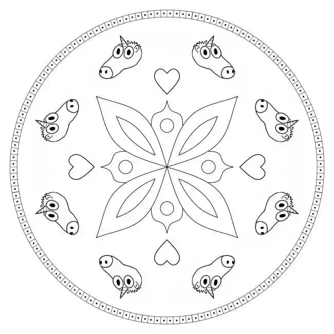 Dessin à colorier Mandalas Licorne #174013 issu de la collection Mandalas, prêt à imprimer
