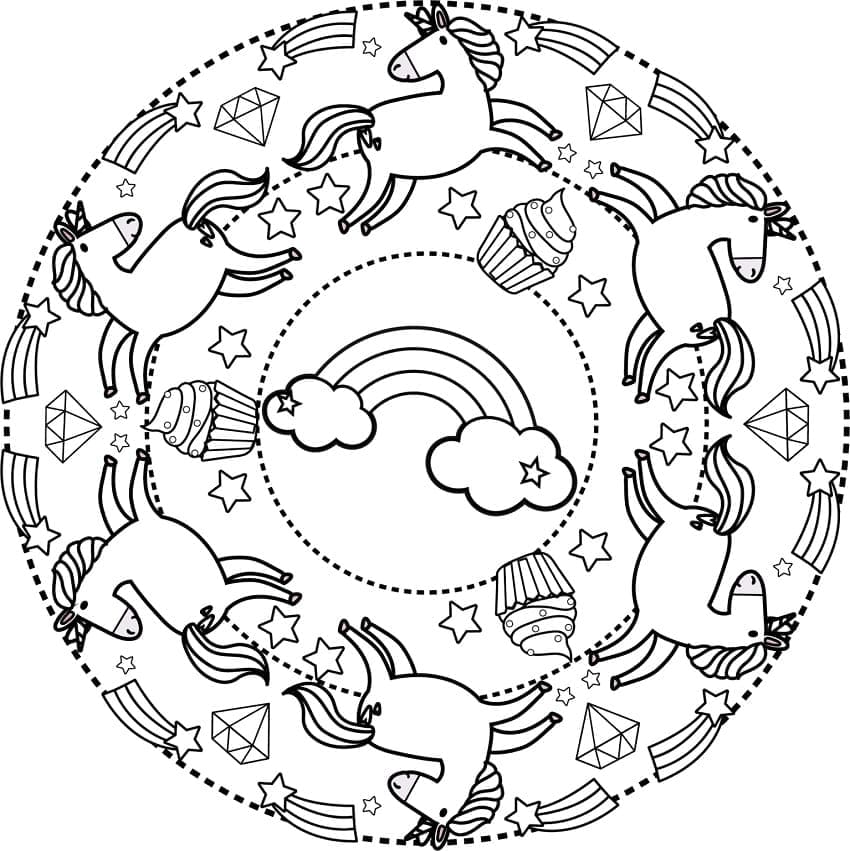 Dessin à colorier: Mandalas Licorne (Mandalas) #174020 - Coloriages à Imprimer Gratuits