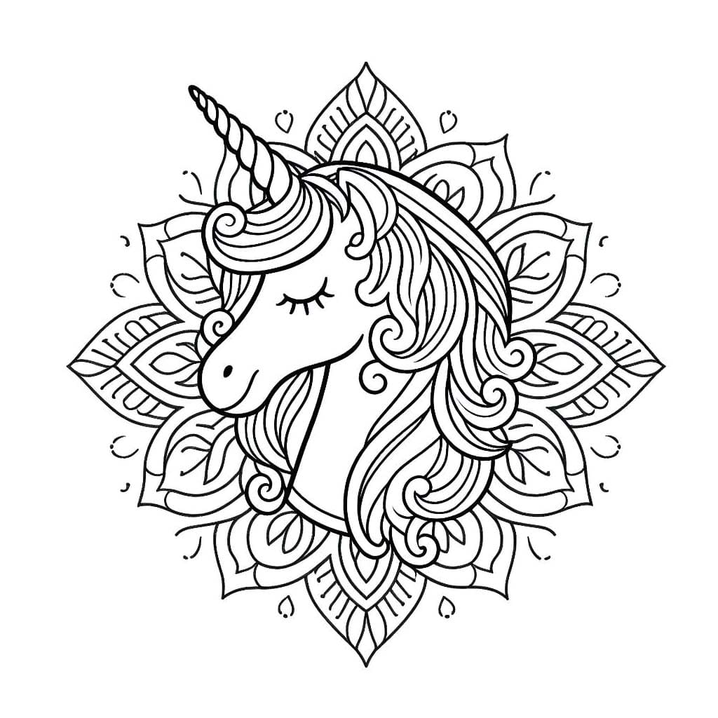 Coloriage gratuit Mandalas Licorne #218297 de la collection Mandalas à imprimer