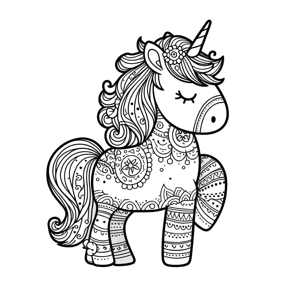 Dessin à colorier Mandalas Licorne #218308 issu de la collection Mandalas, prêt à imprimer
