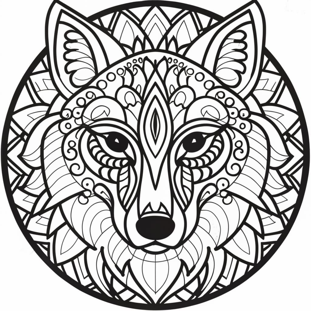 Coloriage gratuit Mandalas Loup #214294 de la collection Mandalas à imprimer