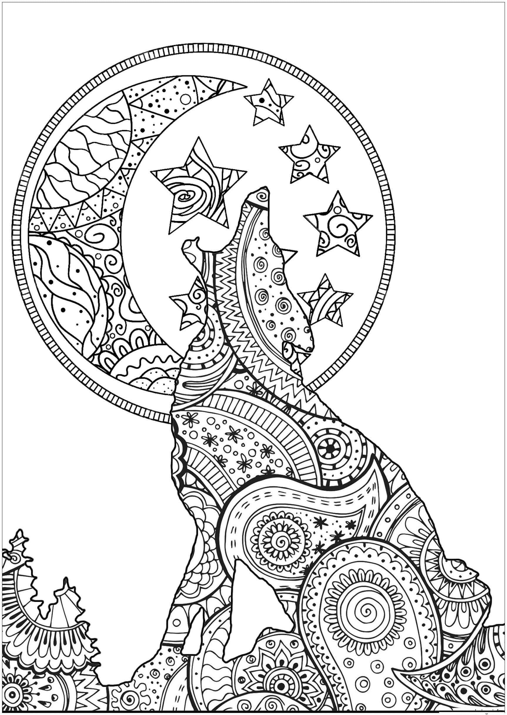 Coloriage gratuit Mandalas Loup #214297 de la collection Mandalas à imprimer