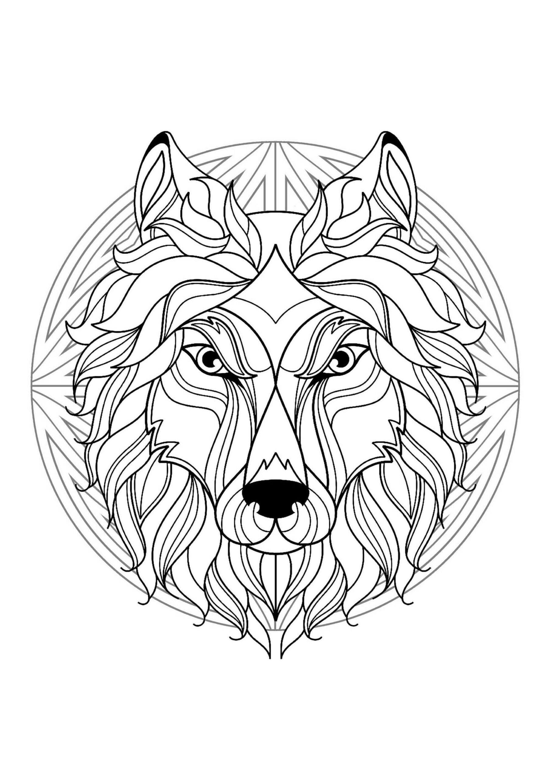 Coloriage gratuit Mandalas Loup #214315 de la collection Mandalas à imprimer