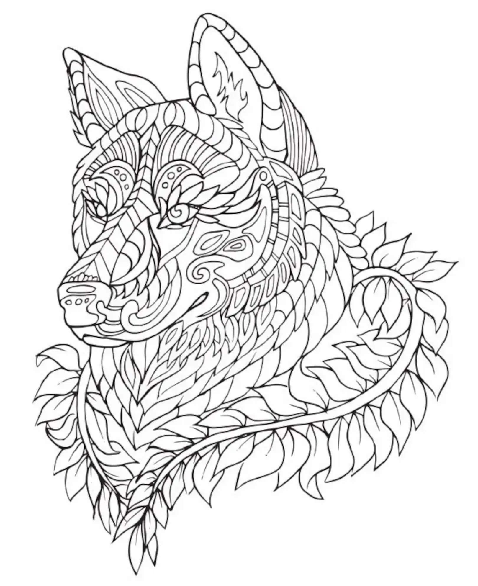 Coloriage gratuit Mandalas Loup #214320 de la collection Mandalas à imprimer
