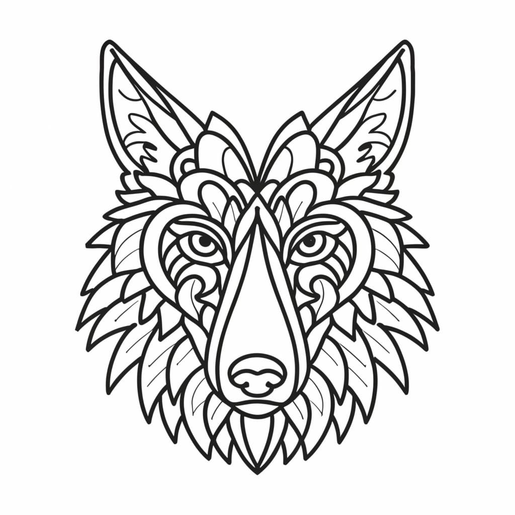 Coloriage gratuit Mandalas Loup #214321 de la collection Mandalas à imprimer
