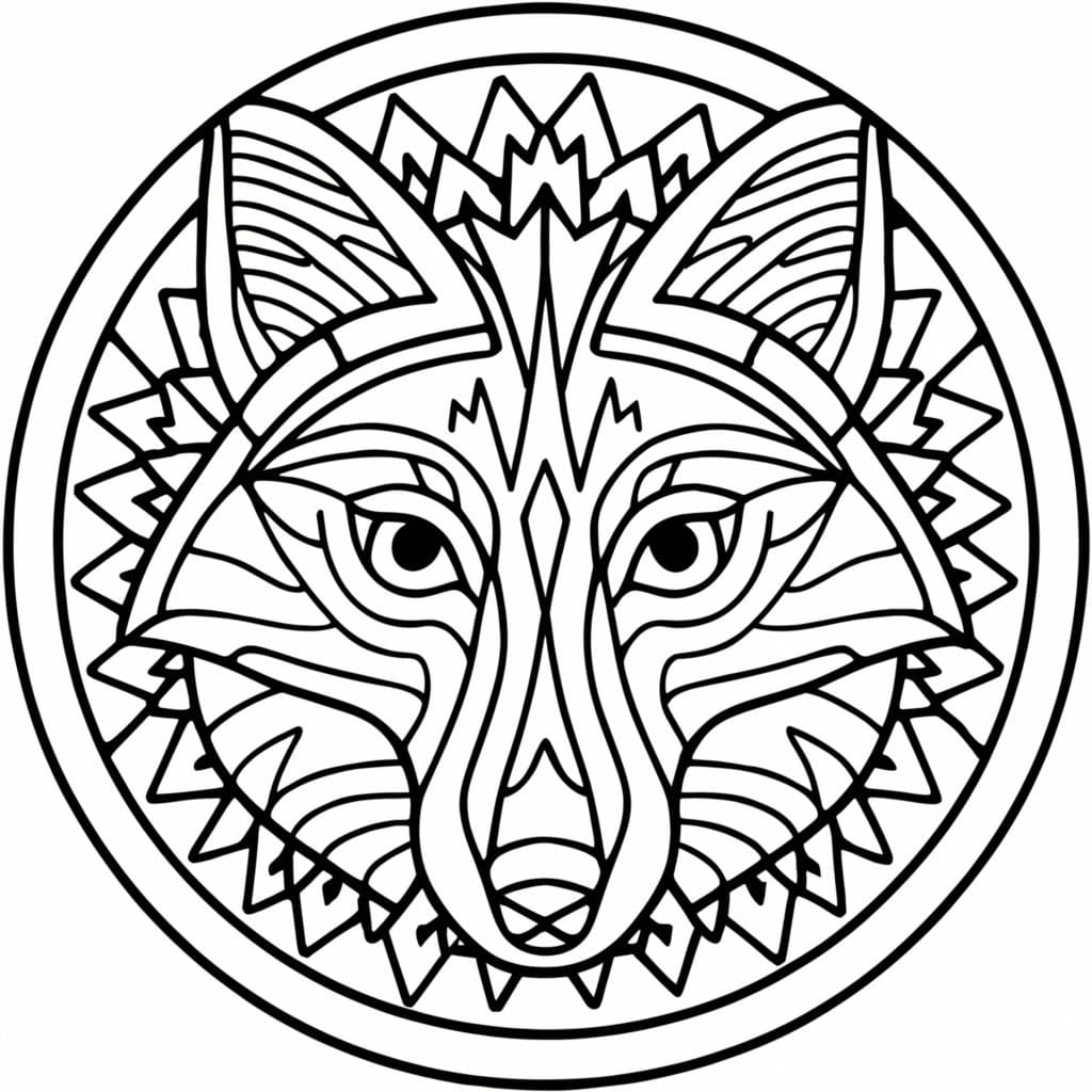 Coloriage gratuit pour enfants et adultes Mandalas Loup #214324, collection Mandalas
