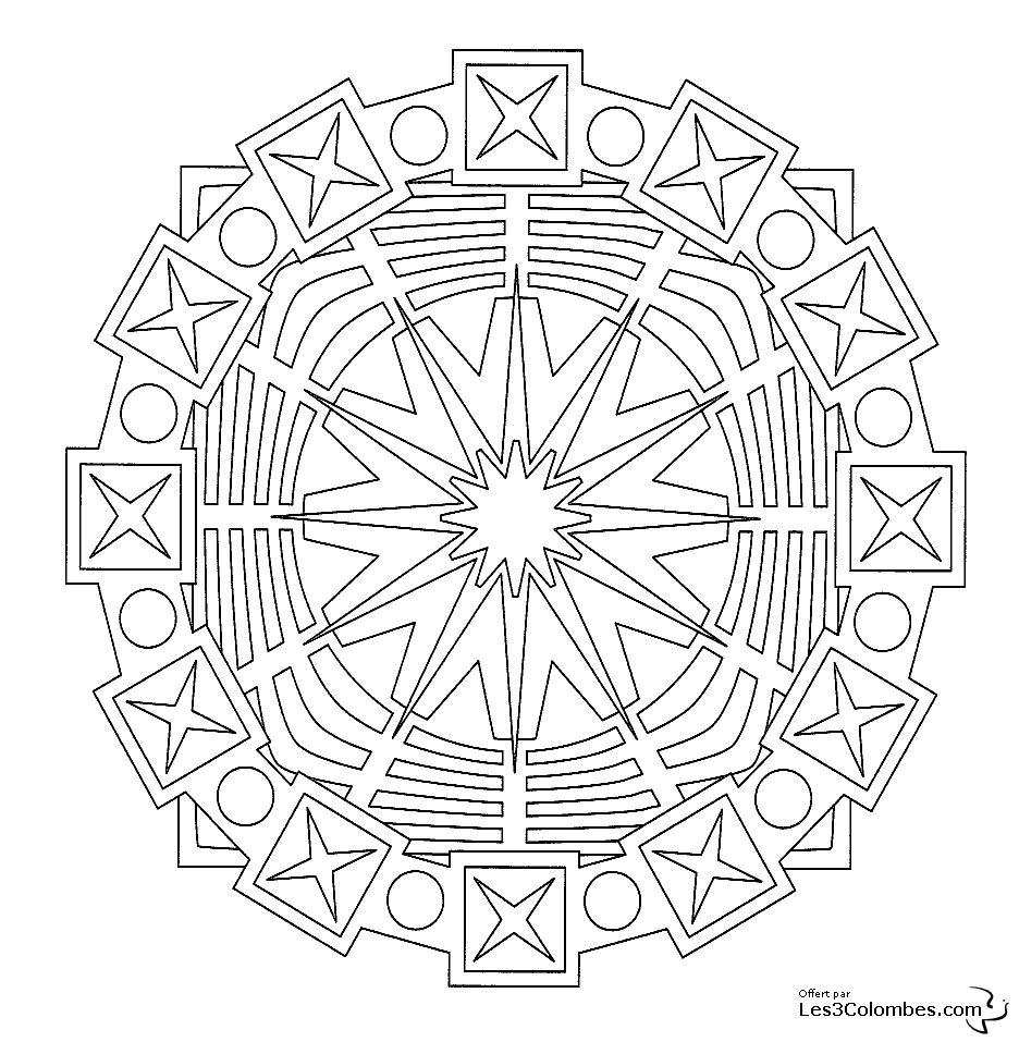 Dessin à colorier: Mandalas pour Enfants (Mandalas) #124133 - Coloriages à Imprimer Gratuits