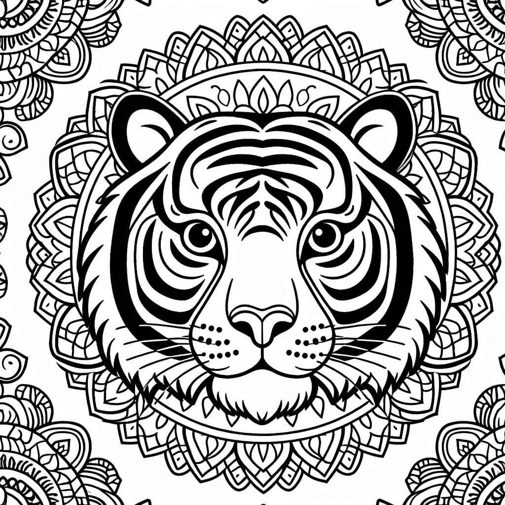 Dessin à colorier: Mandalas Tigre (Mandalas) #221052 - Coloriages à Imprimer Gratuits