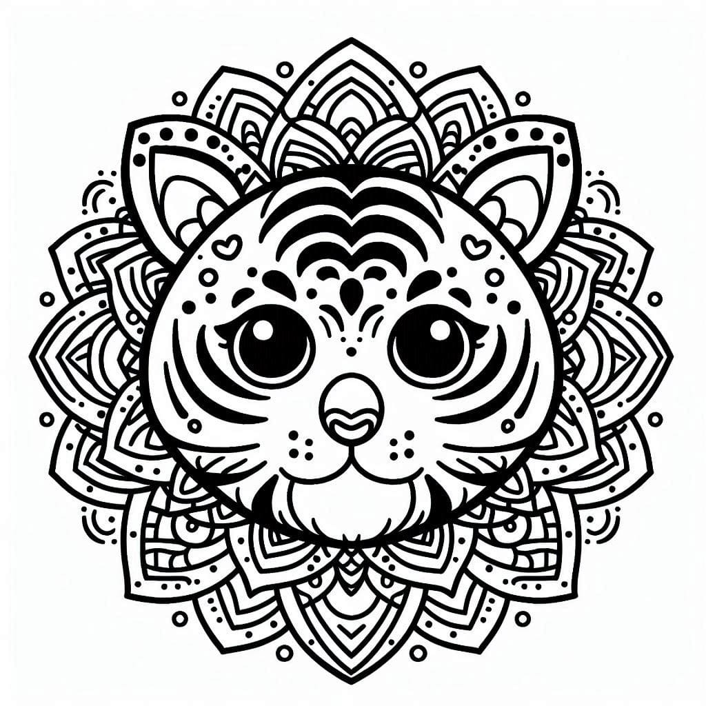 Coloriage gratuit Mandalas Tigre #221059 de la collection Mandalas à imprimer