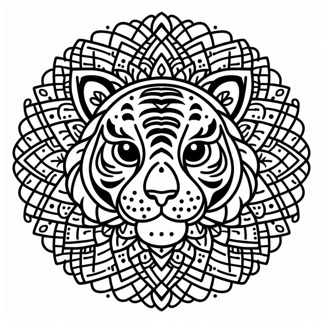 Coloriage gratuit Mandalas Tigre #221062 de la collection Mandalas à imprimer