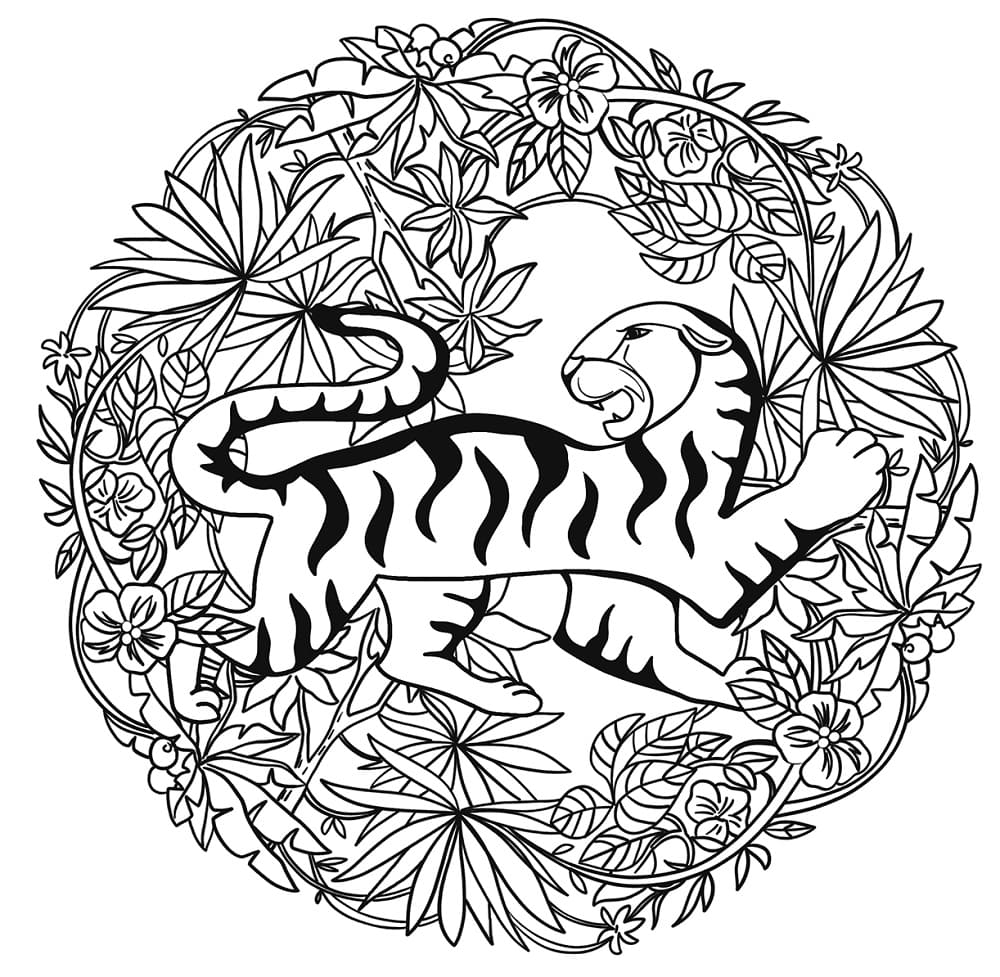 Coloriage gratuit Mandalas Tigre #221066 de la collection Mandalas à imprimer