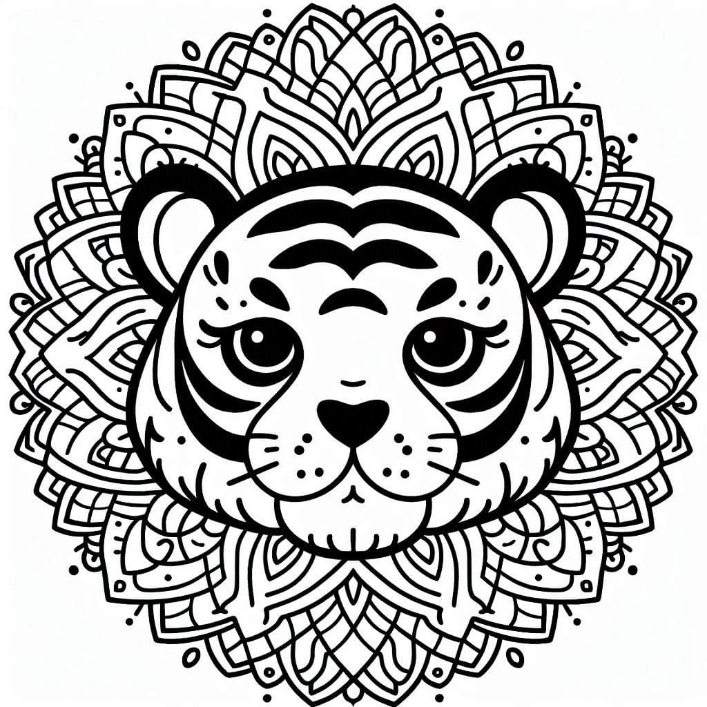 Coloriage gratuit Mandalas Tigre #221067 de la collection Mandalas à imprimer