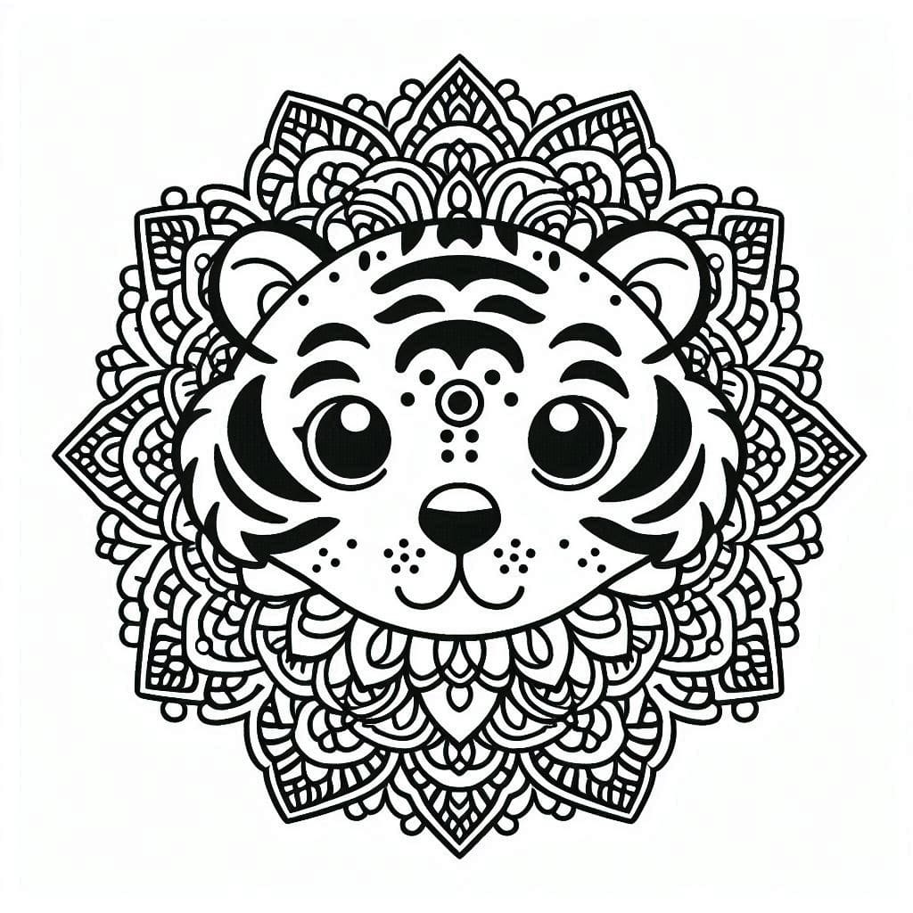 Coloriage gratuit Mandalas Tigre #221068 de la collection Mandalas à imprimer