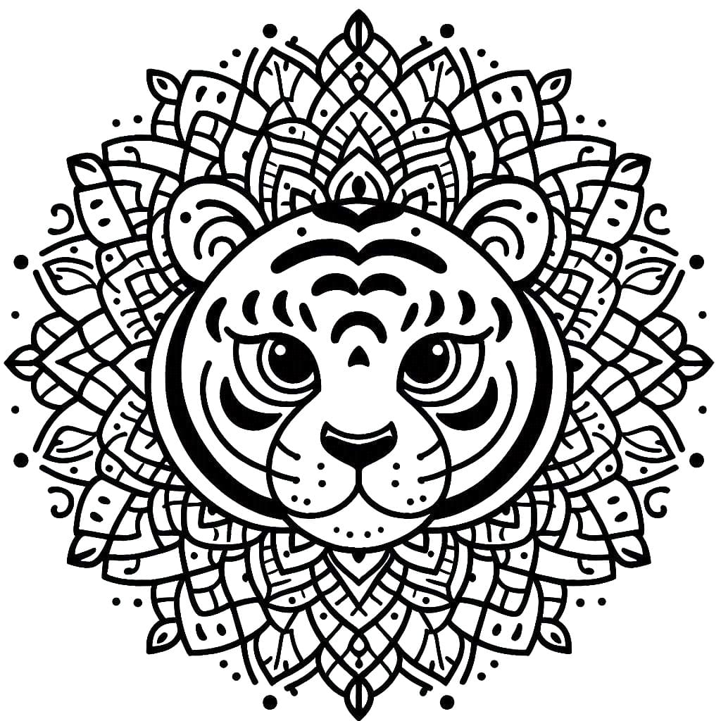 Coloriage gratuit Mandalas Tigre #221072 de la collection Mandalas à imprimer