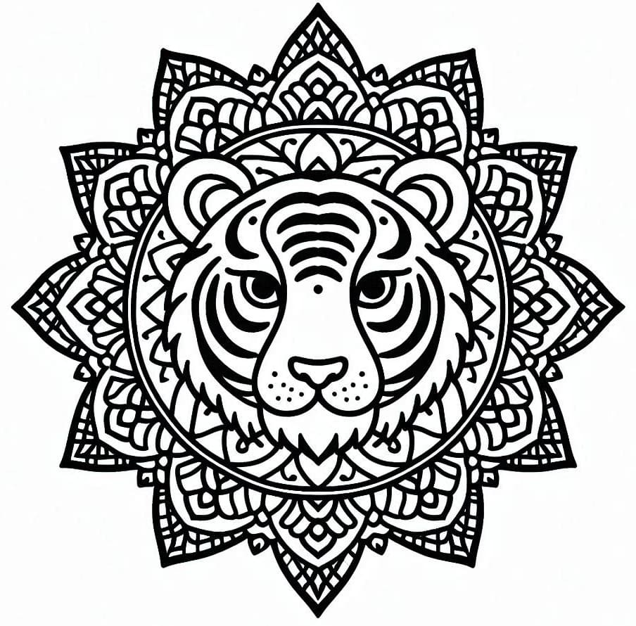 Coloriage gratuit Mandalas Tigre #221073 de la collection Mandalas à imprimer