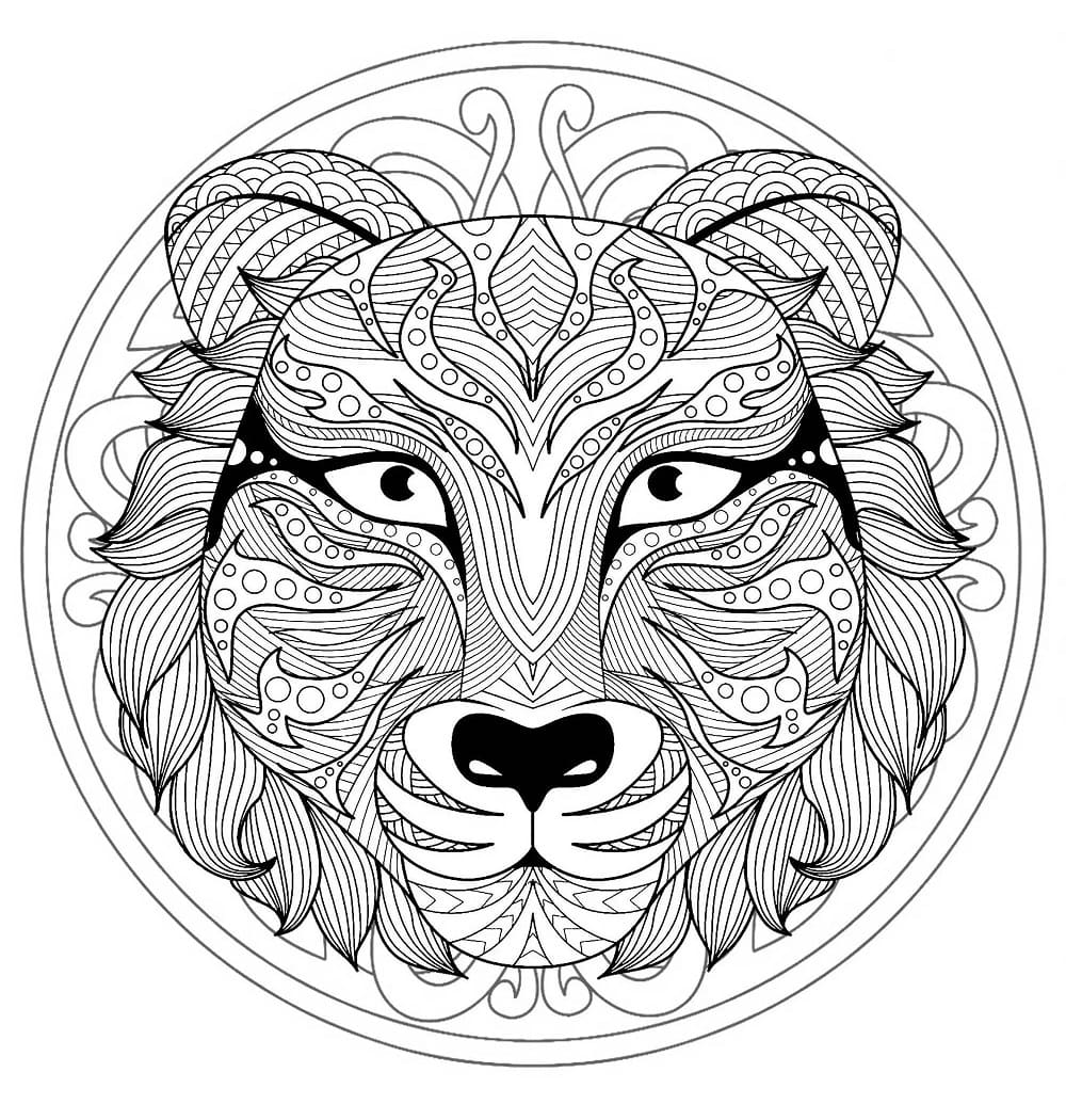 Coloriage gratuit Mandalas Tigre #221075 de la collection Mandalas à imprimer