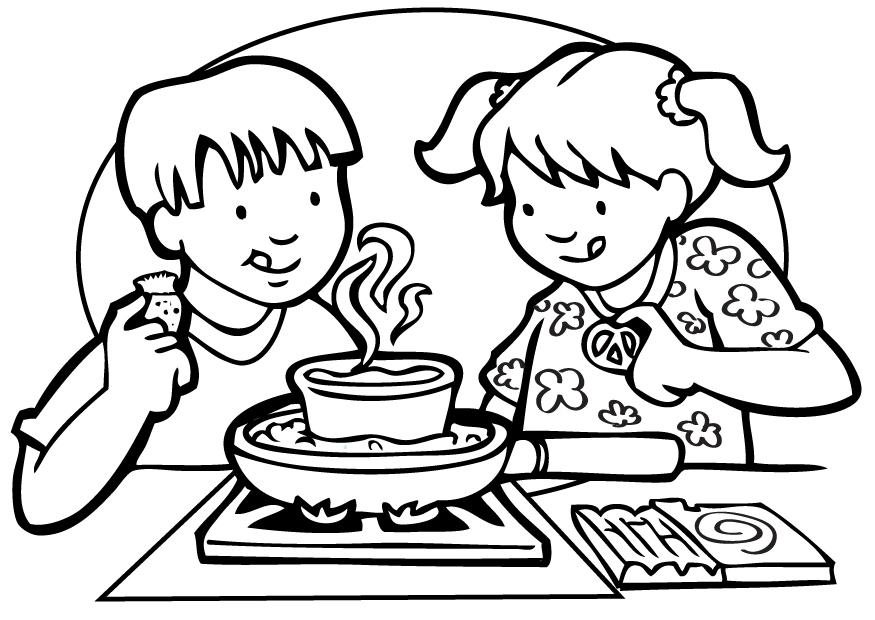 Dessin à colorier: Cuisinier / Cuisinière (Métiers et Professions) #91797 - Coloriages à Imprimer Gratuits