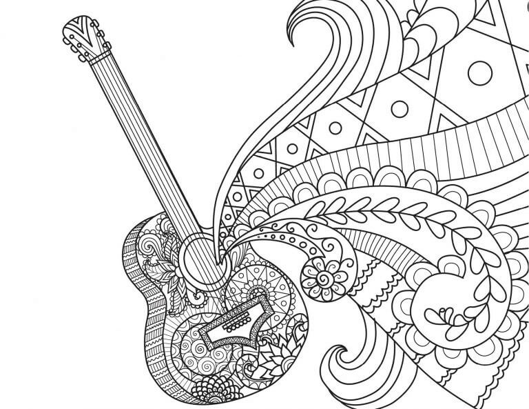 Dessin à colorier: Guitare (Musique) #173178 - Coloriages à Imprimer Gratuits