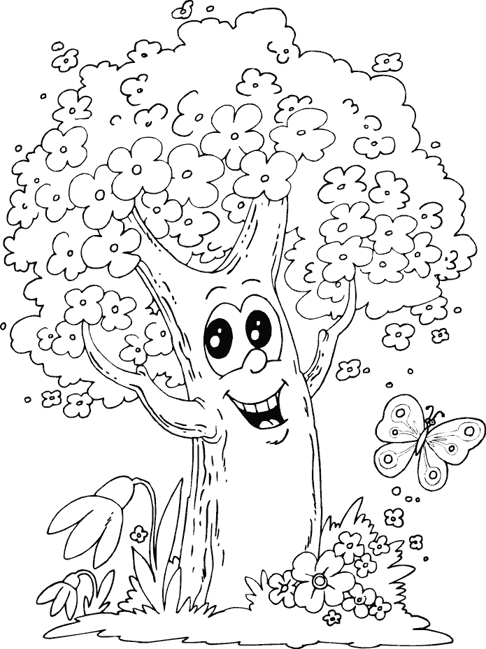 Joli coloriage Arbre #154772 de la collection Nature et saisons, prêt à imprimer pour petits et grands