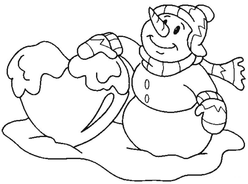 Coloriage gratuit Bonhomme de Neige #179244 de la collection Nature et saisons à imprimer