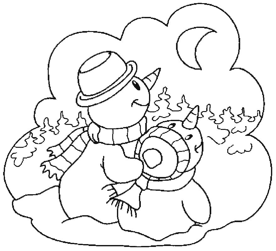 Coloriage gratuit pour enfants et adultes Bonhomme de Neige #179250, collection Nature et saisons