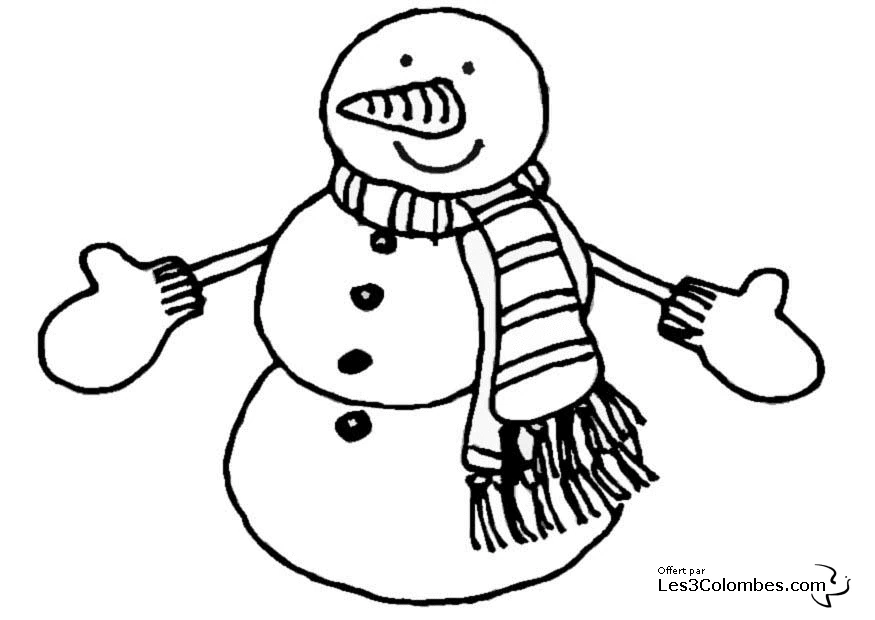 Coloriage gratuit Bonhomme de Neige #89171 de la collection Nature et saisons à imprimer