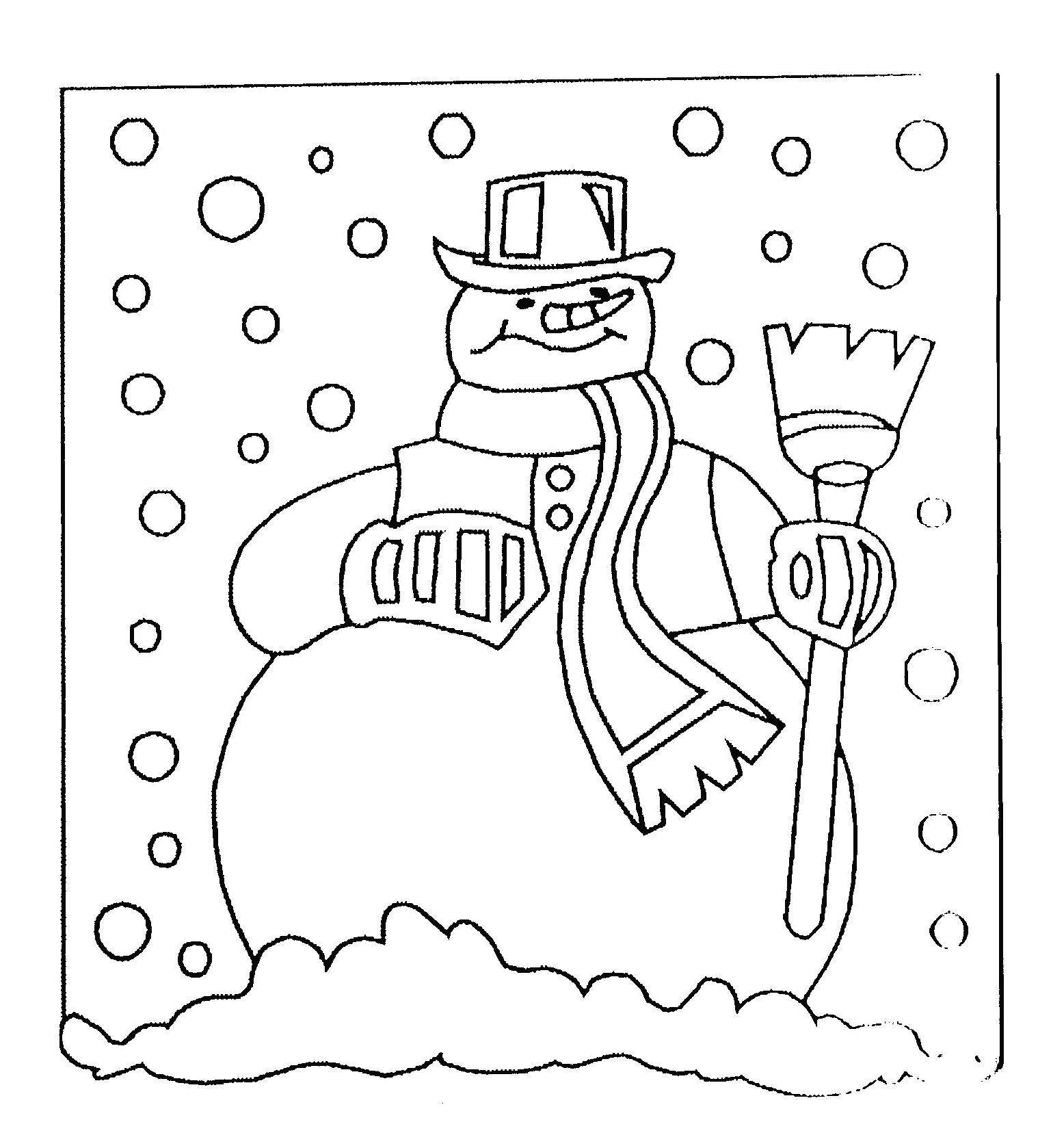 Coloriage gratuit Bonhomme de Neige #89177 de la collection Nature et saisons à imprimer