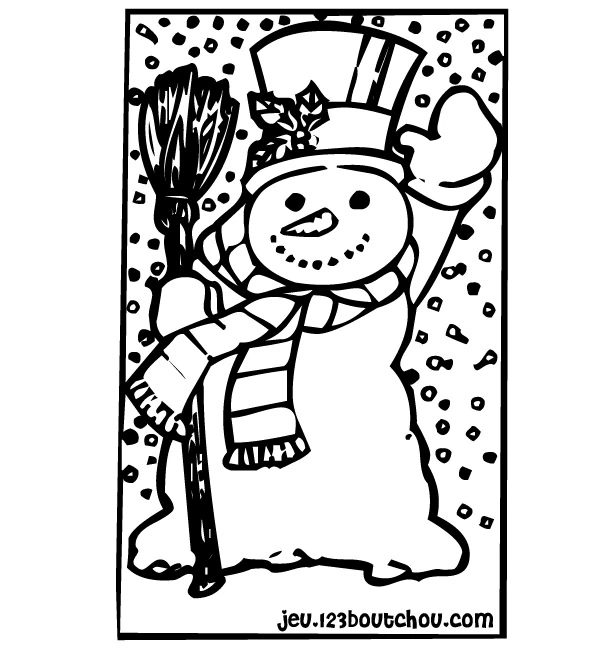 Joli coloriage Bonhomme de Neige #89191 de la collection Nature et saisons, prêt à imprimer pour petits et grands