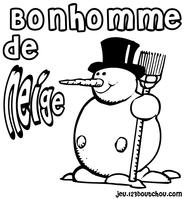 Coloriage gratuit Bonhomme de Neige #89210 de la collection Nature et saisons à imprimer