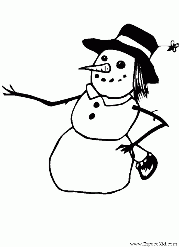 Coloriage imprimable Bonhomme de Neige #89244 de la collection Nature et saisons à colorier aux crayons