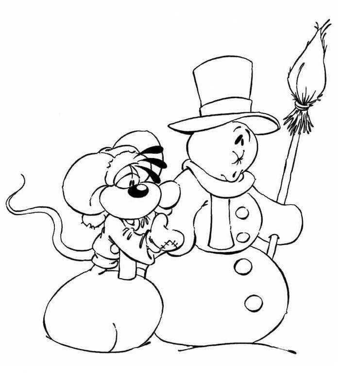 Coloriage imprimable Bonhomme de Neige #89323 de la collection Nature et saisons à colorier aux crayons