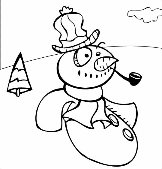 Joli coloriage Bonhomme de Neige #89345 de la collection Nature et saisons, prêt à imprimer pour petits et grands