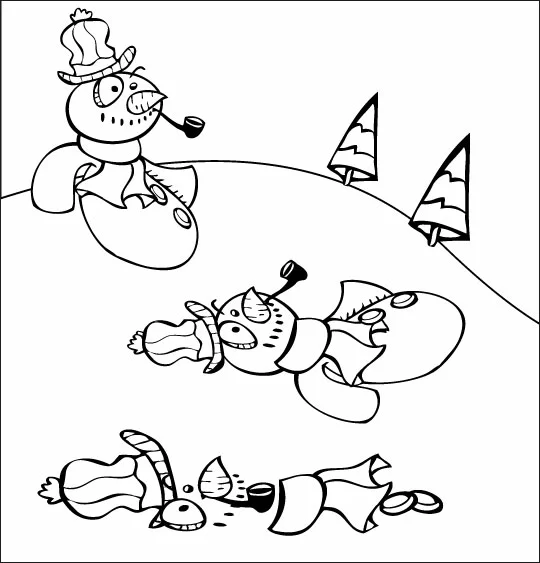 Coloriage imprimable Bonhomme de Neige #89418 de la collection Nature et saisons à colorier aux crayons