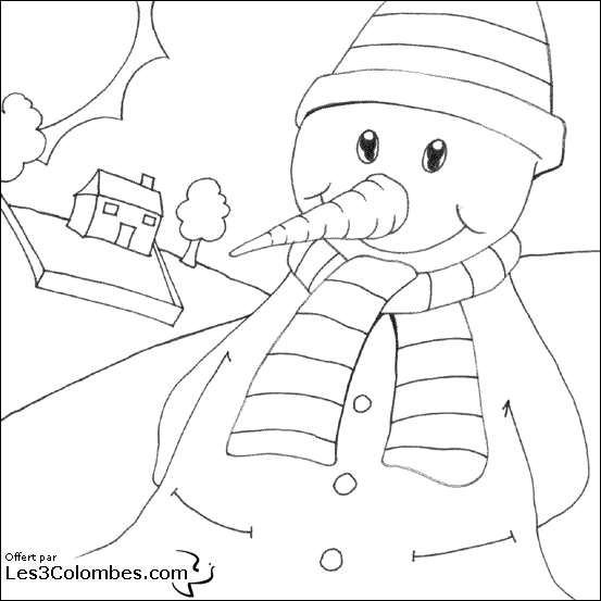 Coloriage à imprimer Bonhomme de Neige #89428 de la série Nature et saisons, gratuit pour enfants et adultes