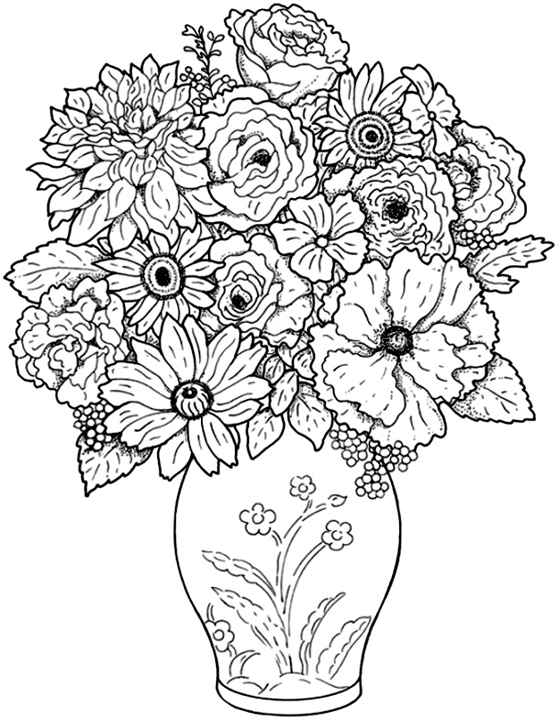 Dessin à colorier: Bouquet de fleurs (Nature et saisons) #160763 - Coloriages à Imprimer Gratuits