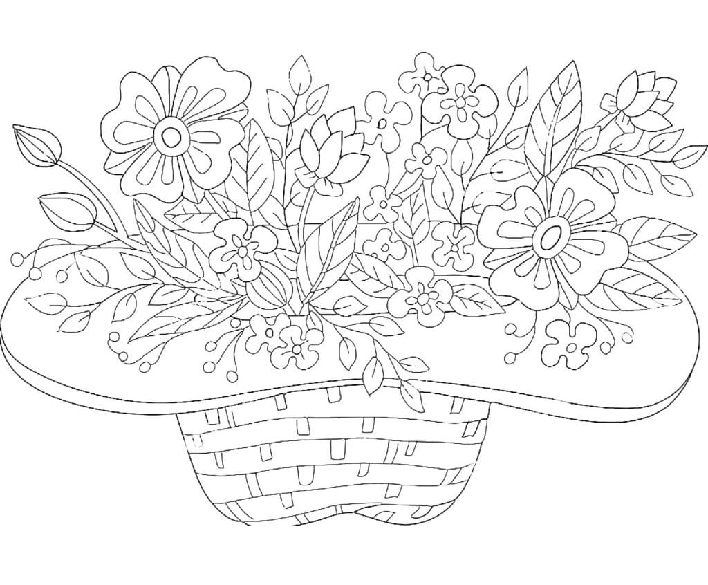 Dessin à colorier Bouquet de fleurs #195631 issu de la collection Nature et saisons, prêt à imprimer