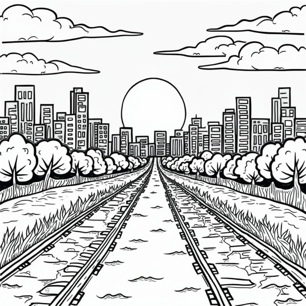 Coloriage gratuit Coucher de Soleil #216027 de la collection Nature et saisons à imprimer