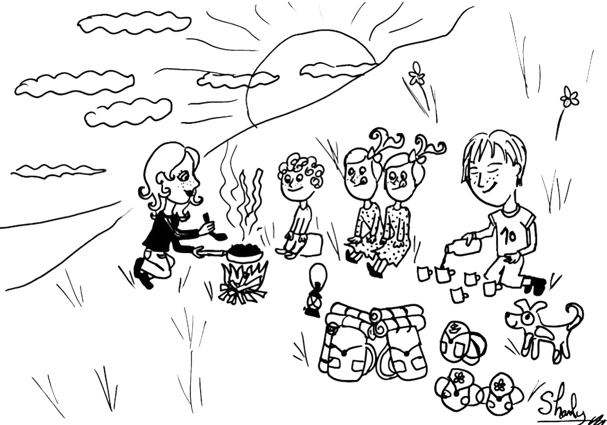 Dessin à colorier: Feu de camp (Nature et saisons) #156768 - Coloriages à Imprimer Gratuits