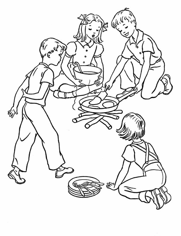 Dessin à colorier: Feu de camp (Nature et saisons) #156772 - Coloriages à Imprimer Gratuits