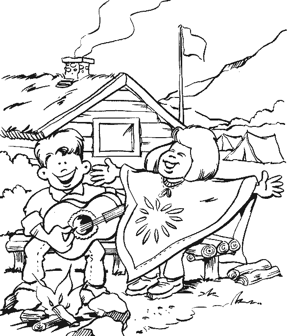 Dessin à colorier: Feu de camp (Nature et saisons) #156777 - Coloriages à Imprimer Gratuits