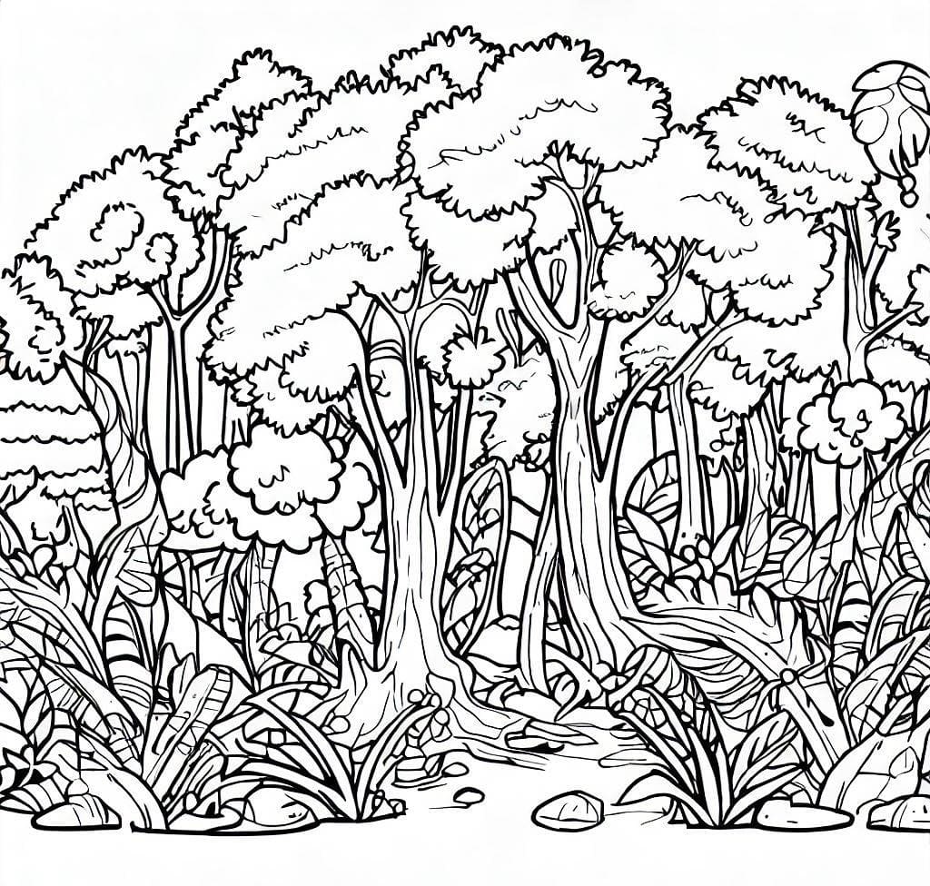 Coloriage gratuit Forêt #191237 de la collection Nature et saisons à imprimer