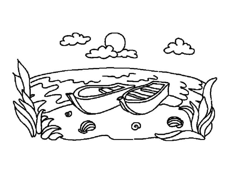 Illustration au trait Lac #207342 de la collection Nature et saisons à colorier gratuitement