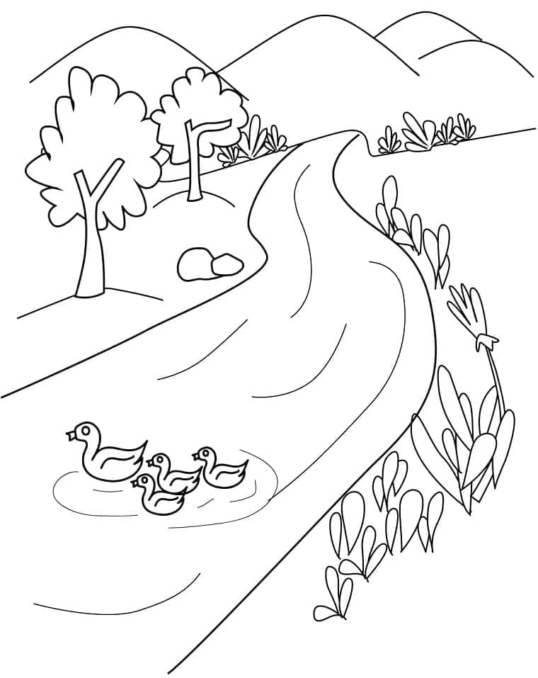 Coloriage gratuit Lac #207346 de la collection Nature et saisons à imprimer