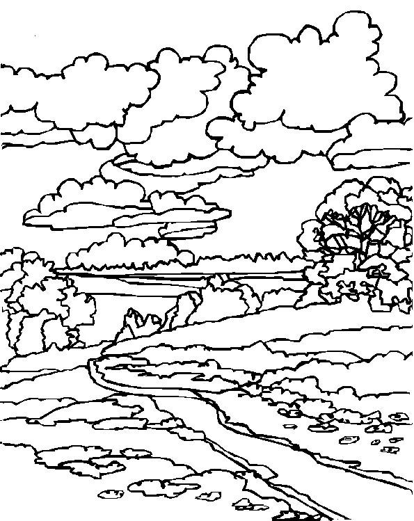 Coloriage gratuit Paysage #165794 de la collection Nature et saisons à imprimer