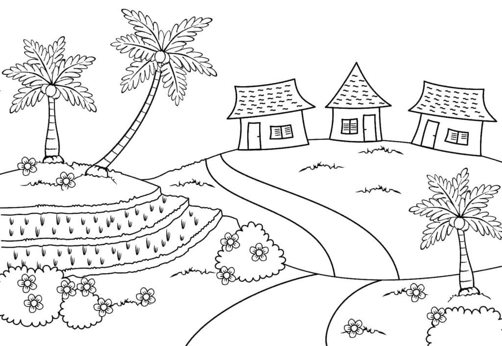 Coloriage gratuit Paysage #193972 de la collection Nature et saisons à imprimer