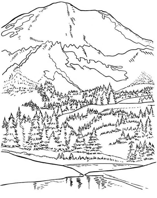Illustration au trait Paysage #193989 de la collection Nature et saisons à colorier gratuitement