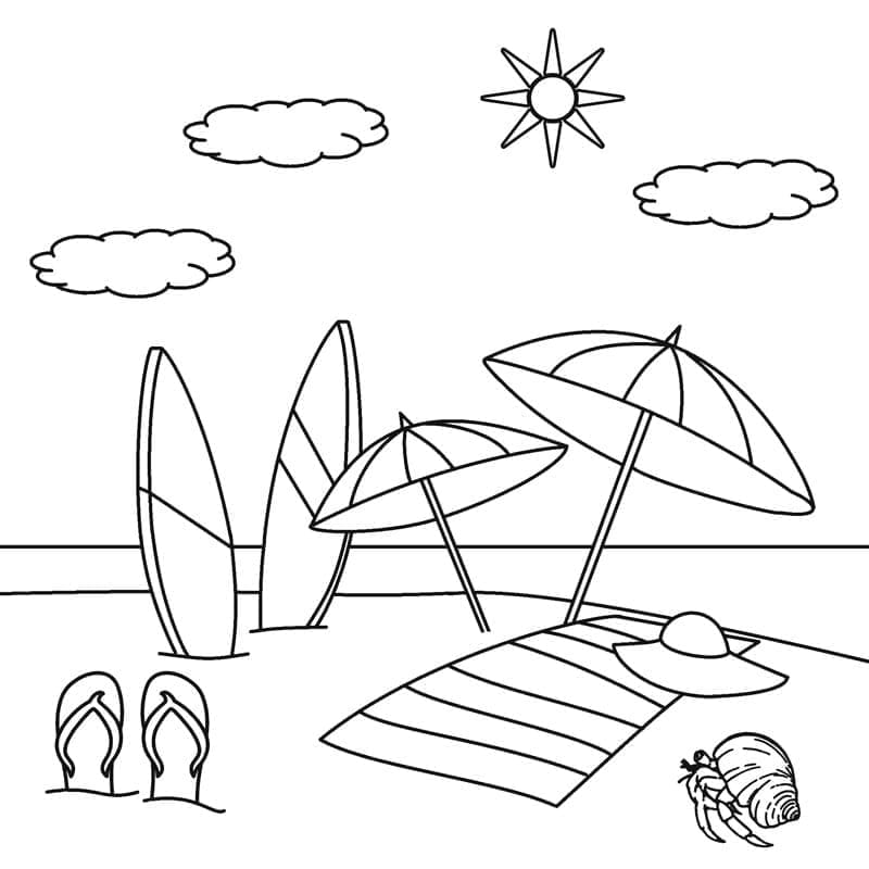 Coloriage à imprimer Plage #191902 de la série Nature et saisons, gratuit pour enfants et adultes