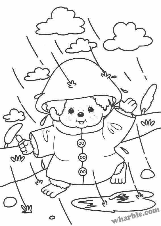 Dessin à colorier Pluie #158259 issu de la collection Nature et saisons, prêt à imprimer